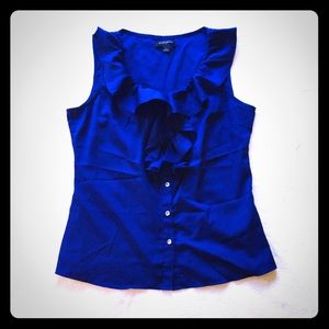 Banana republic M blue ruffled work top blouse!!!!